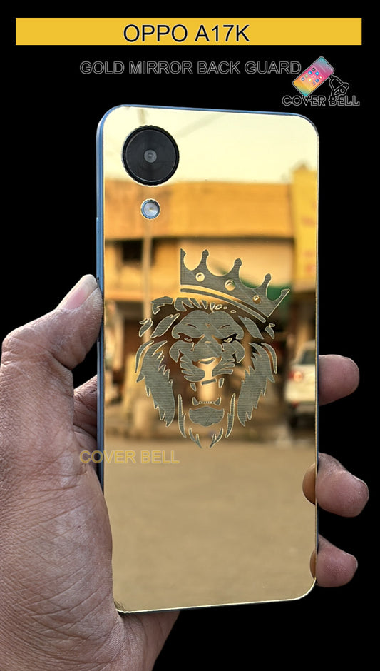oppo a17k gold lion back gold mirror protector